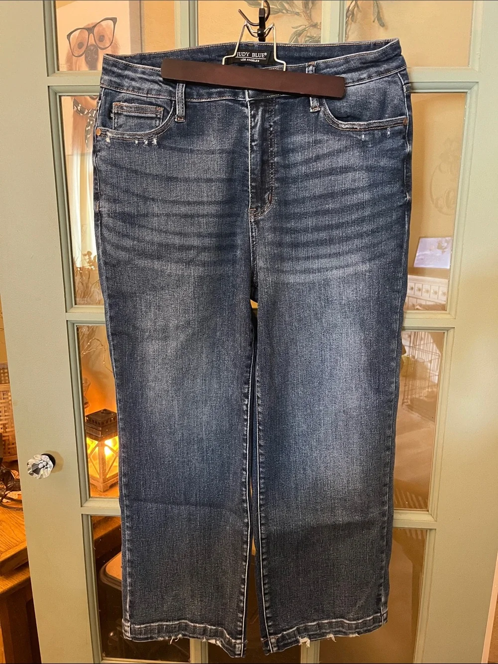 Judy Blue Dark Indigo cropped wide leg jeans